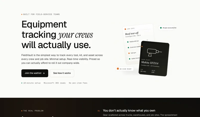 FieldVault homepage